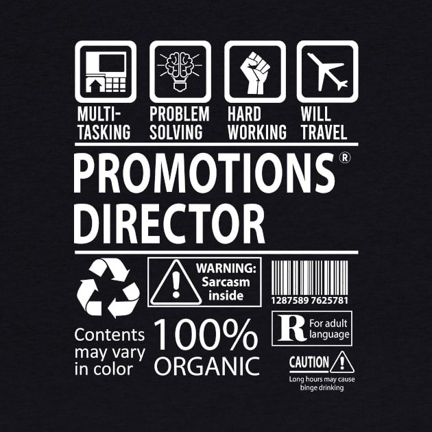 Promotions Director T Shirt - MultiTasking Certified Job Gift Item Tee by Aquastal